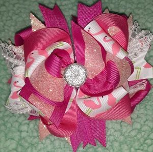 Bows N Curls flamingo hairbow